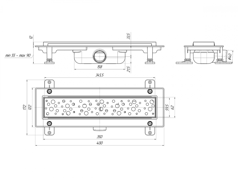 Трап линейный TL1365G 650х62 Бриз