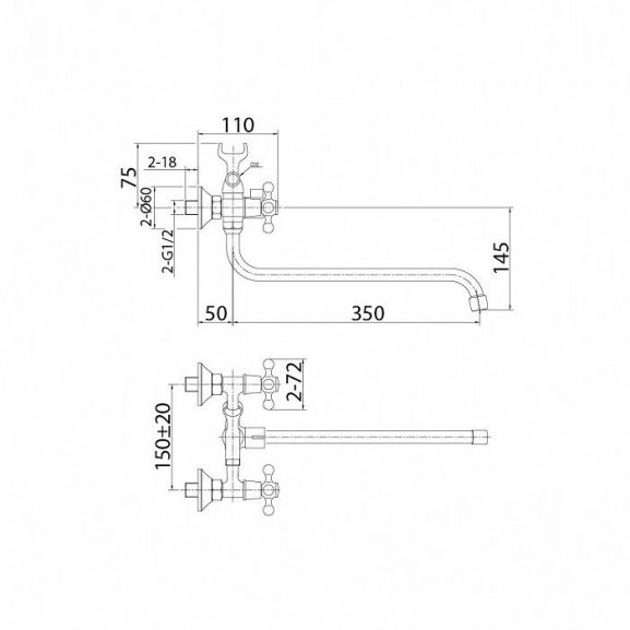 Смеситель для ванны Milardo DUPSB02M10